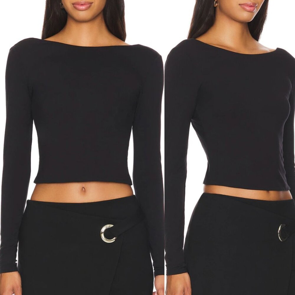 Abercrombie & Fitch Black Long Sleeve Boat Neck Top